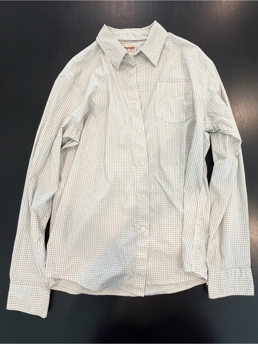 Wrangler Light Blue Microdot Long Sleeve Button-Up Shirt